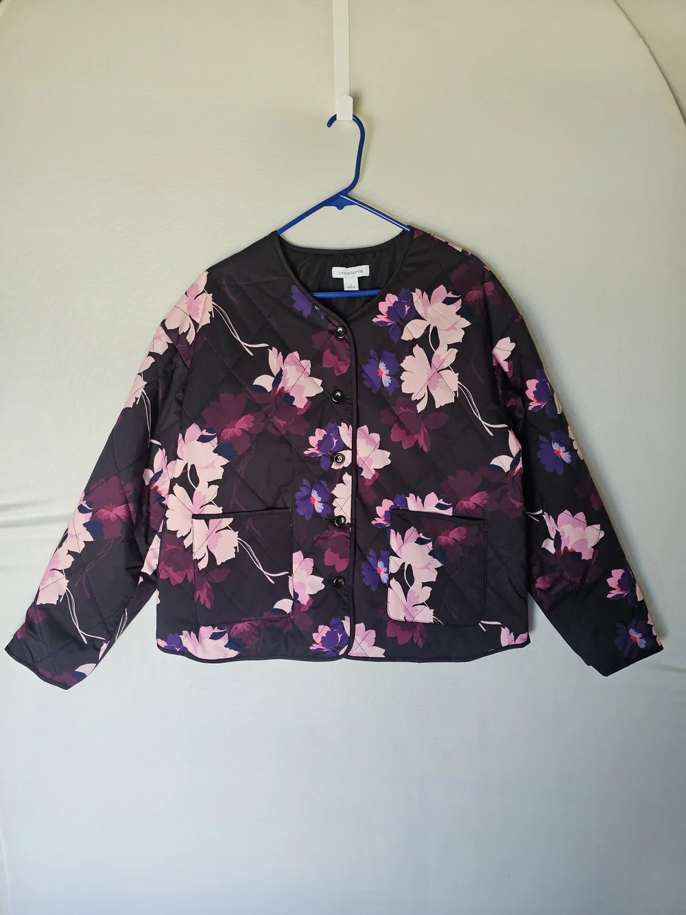 NWT Liz Claiborne Quilted Floral Lightweight Jacket Pockets Size L